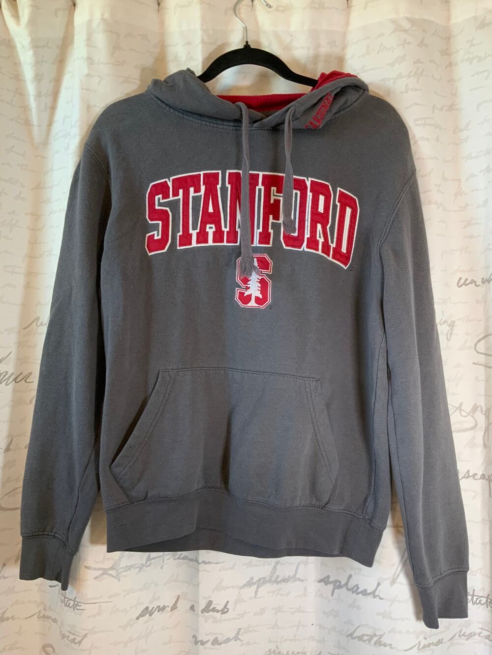 Stadium Athletics Stanford University Hoodie Sweatshirt Grey Red Embroidered S